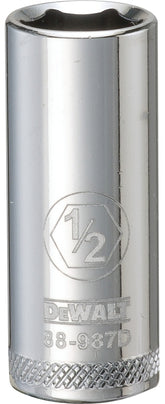 DeWALT DWMT88987OSP Drive Socket, 1/2 in Socket, 3/8 in Drive, 6-Point, Vanadium Steel, Polished Chrome